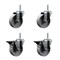 Service Caster 4 Inch Semi Steel Wheel Swivel 58 Inch Threaded Stem Caster Set 2 Brakes SCC SCC-TS20S414-SSS-58212-2-PLB-2 - alternate 1